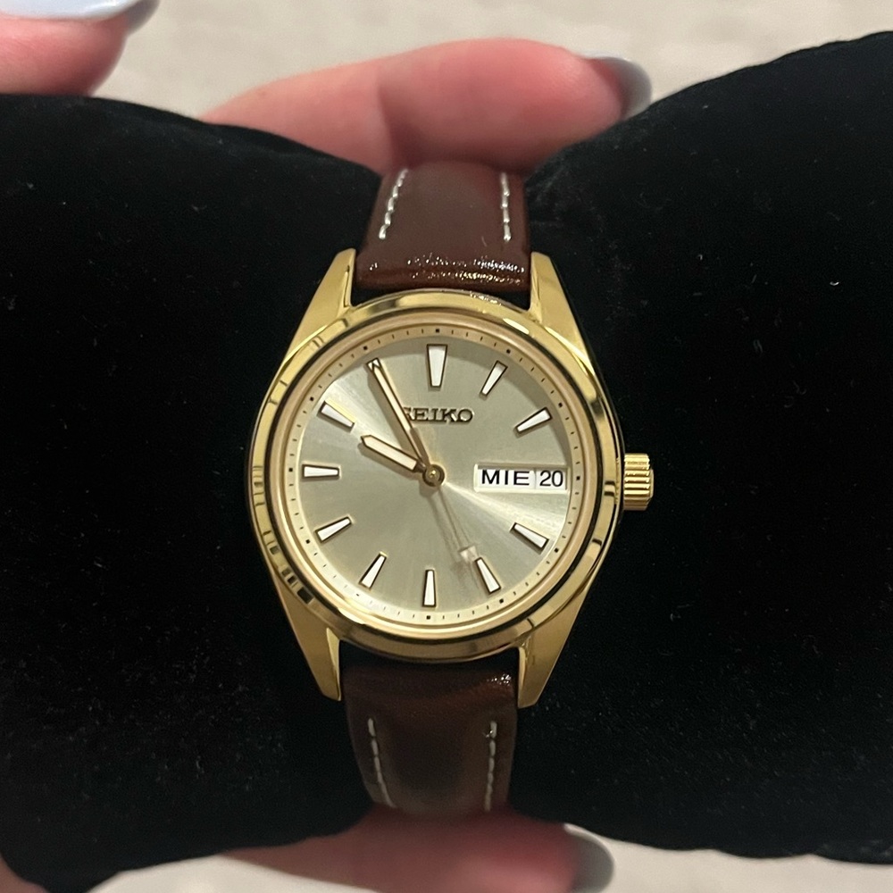 Seiko Women’s Brown Leather and Gold Watch